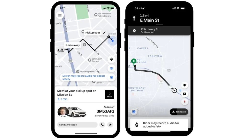 Uber enables recoding feature for Los Angeles users, Uber 開始為洛杉磯用戶啟用錄音功能。