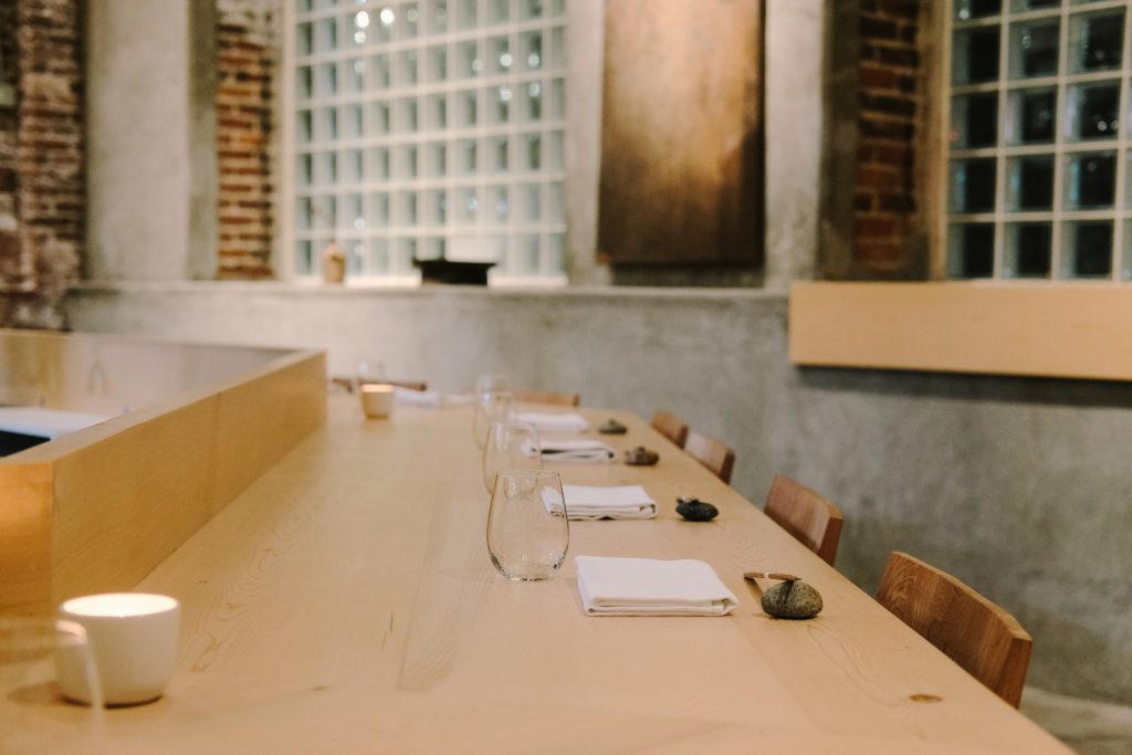 Yess Bar table, looking across the open kitchen