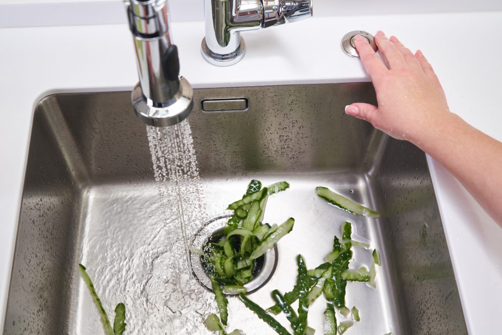 cucumber peels in sink