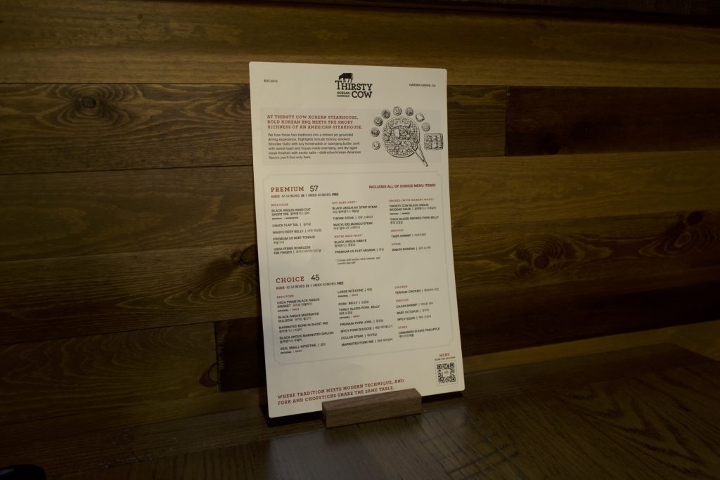 Thirsty Cow Menu